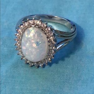 Silver size 10 glittery fire opal